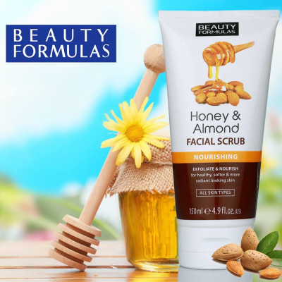 Sữa rửa mặt Beauty Formulas Honey and Almond Facial Scrub 150ml - tẩy tế bào chết mật ong và hạnh nhân