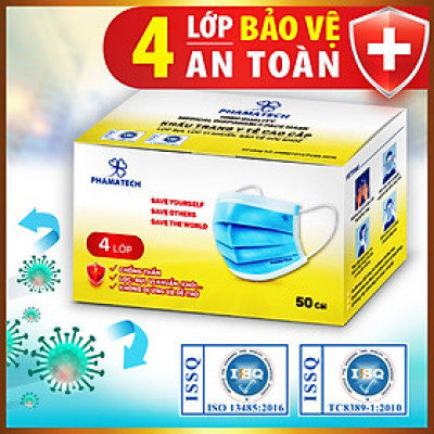 Khẩu Trang Y Tế  Phamatech 4 Lớp  – Cao Cấp, Lọc Khuẩn, Bụi Mịn