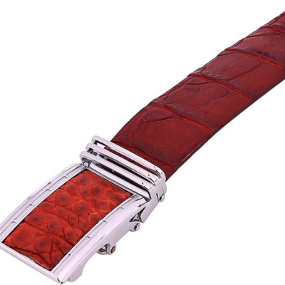 Thắt Lưng Nam Da Cá Sấu Nguyên Con Bụng Huy Hoàng HT4743 - Nâu Đỏ