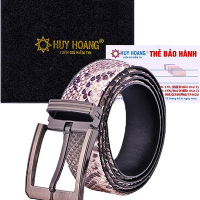 Thắt Lưng Nam Da Trăn Bản Lớn Đầu Kim Huy Hoàng HT4320 - Trắng