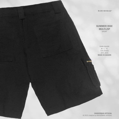 Quần Short RANV RBAE MULTI-ZIP Đen