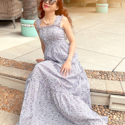 Đầm Maxi Hoa Violet DRE161 Thời trang thết kế Hity