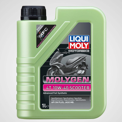 Dầu nhớt tổng hợp chuyên dụng cho xe tay ga Molygen Liqui Moly 1L 10W40 21719 - Mẫu mới, scooter, nhập Đức, mát xe