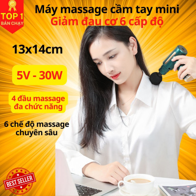 Súng Massage Mini Toàn Thân, Máy Massage Cầm Tay Mini 6 Cấp Độ Chuyên Sâu Đa Năng D Danido