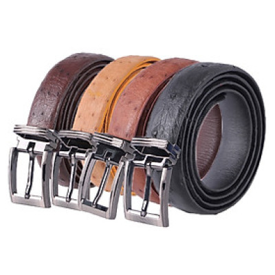 HJ5421-22-23-24 - Dây thắt lưng nữ da đà điểu da hột đen, nâu đất, vàng bò, nâu đỏ