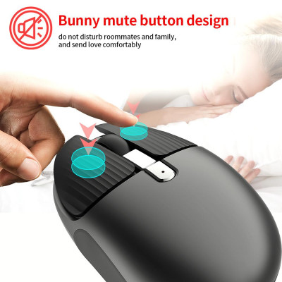 Chuột không dây HXSJ M106 2.4G có thể sạc lại,Nút tắt tiếng,nút ẩn trên màn hình cho máy tính xách tay PC
