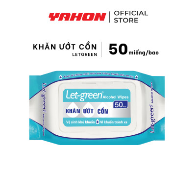 Thùng Khăn Ướt Cồn LET-GREEN 50 Miếng/Bao, 36 Bao/Thùng