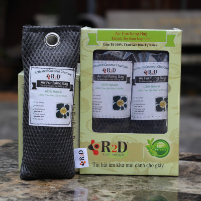 Túi hút ẩm khử mùi và lọc không khí cho tủ Giày Dép (hộp 4 túi nhỏ) làm từ Than hoạt tính gáo dừa