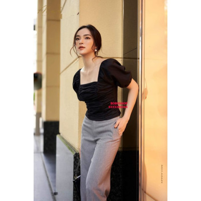 ÁO NHÚN THUN CỔ VUÔNG SÀNH ĐIỆU