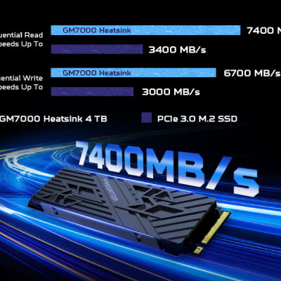 Ổ cứng SSD Acer Predator GM7000 Heatsink 512GB / 1TB / 2TB PCIe Gen 4x4, Tốc độ đọc Up to 7400 MB/s Bảo hành 5 năm Hàng chính hãng