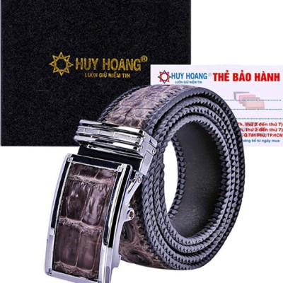 Thắt Lưng Nam Da Cá Sấu Đan Viền Bản Lớn Huy Hoàng HT4293 - Xám