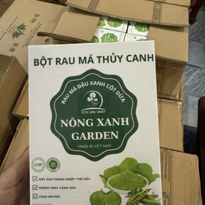 Nông Xanh Garden Bột Rau Má Thủy Canh Đậu Xanh Cốt Dừa Hộp 15 gói (10gram/1 gói) hòa tan uống liền, dễ uống, thanh nhiệt