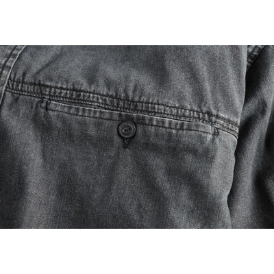 Sơ mi denim wash bụi phong cách Vinstage_dã ngoại_Biker