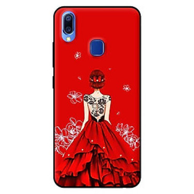 Ốp lưng in cho Vivo Y91 mẫu Cô gái đầm đỏ - Hàng chính hãng