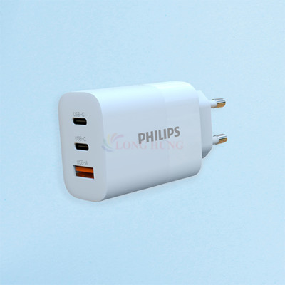 Sạc đa cổng Philips Wall Charger 1USB 2Type-C 65W QC 3.0 DLP6333CW/74 - Hàng chính hãng