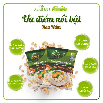 Cháo Yến Mạch Rau Nấm Xuân An Gói 40G [chay dùng được] (Mua 6 Gói Tặng Kèm 1 Gói)