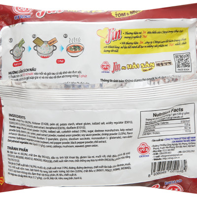 Thùng 20 gói mì Jin Hải Sản vị Tôm và Mực Ottogi 120gx20
