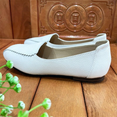 Giày búp bê đế bằng da bò trơn Trường Hải da mềm GBB120 có 2 màu đen, trắng