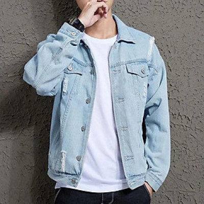 Áo khoác nam jean đẹp xanh rách cá tính hàng chuẩn shop-A3021