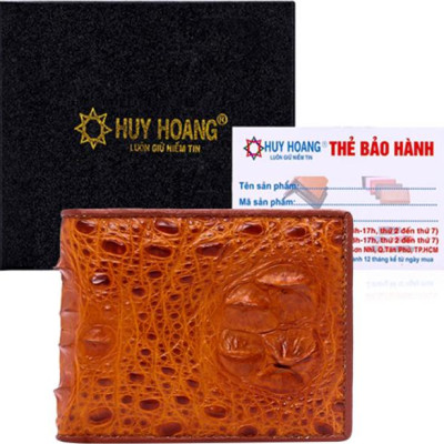 Ví Nam Da Cá Sấu Nguyên Con Huy Hoàng HT2206 (12.5 x 10 cm) - Vàng