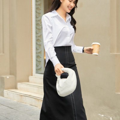 Set áo sơ mi dáng xuông Maxim thiết kế cao cấp WHITE CHIC