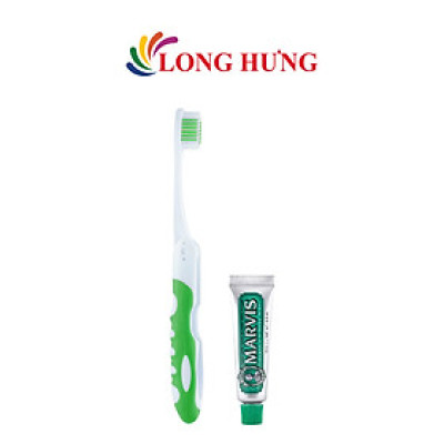 Set kem đánh răng Marvis Strong Mint 10ml + 1 Bàn chải gập Marvis - Hàng chính hãng