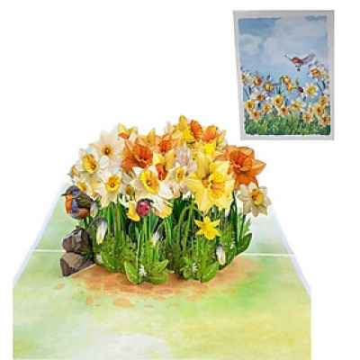 Thiệp 3D Pop Up Hoa Thủy Tiên Vàng – Thiệp Hoa Nghệ Thuật, Thiệp Chúc Mừng, Sinh Nhật, May Mắn, F56