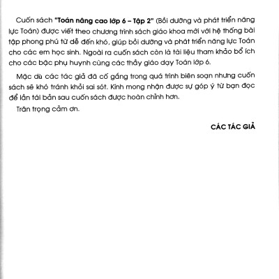 Toán Nâng Cao - Bồi Dưỡng Và Phát Triển Năng Lực Toán Lớp 6 - Tập 2