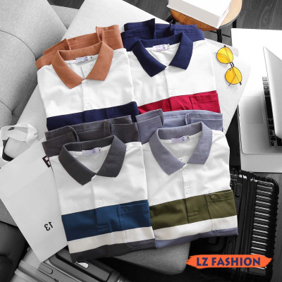 ÁO THUN TAY NGẮN CÓ CỔ PHỐI TÚI SỌC ĐỘC ĐÁO, PHONG CÁCH LỊCH LÃM - LZ FASHION - LZPS143