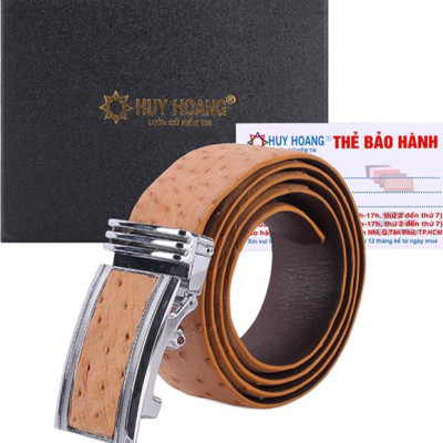 Thắt Lưng Nam Da Đà Điểu Bản Lớn Da Hột Huy Hoàng HT4435 - Vàng Bò
