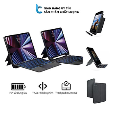 Ốp Lưng/BaoDa/Case Bàn Phím Dành Cho iPad Bluetooth Có Đèn Led Phím, Trackpad Mượt, Có Thể Tháo Rời Bàn Phím WIWU Mag Touch - Hàng Chính Hãng