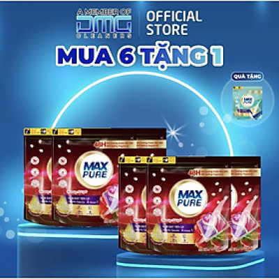 Túi 30 viên giặt tiện lợi MaxPure 4in1- hương đắm say TẶNG 1 vỉ viên treo bồn cầu hương lavender
