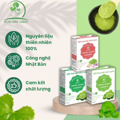 Nông Xanh Garden Combo 3 Hộp Bột Rau Má Thủy Canh Nguyên Chất + Có Đường + Hạt Sen Hộp 15 gói hòa tan uống liền, mát gan, thanh nhiệt, làm đẹp da