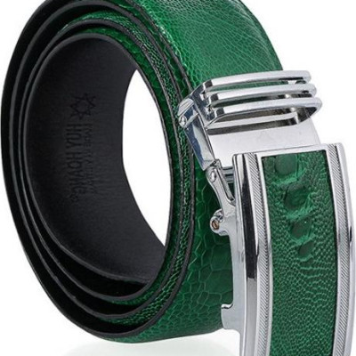 Dây nịt nam da đà điểu Huy Hoàng bản lớn màu xanh lá HT4475