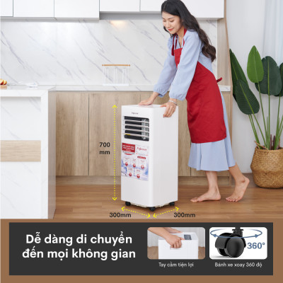 Máy lạnh di động 7000 BTU Fujihome PAC07, điều hòa di động mini 4 trong 1 làm lạnh, hút ẩm, quạt, lọc không khí, điều khiển từ xa - Hàng chính hãng