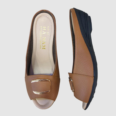 Dép Nữ Quai Ngang Đế Xuồng Da Bò Thật TiTi ĐÔ Cao Cấp DNU2097d