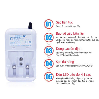 Bộ Sạc Pin Đại, Pin 9V, Pin Tiểu Đa Năng Cao Cấp - Tự Ngắt Khi Đầy, Tự Điều Chỉnh Dòng Sạc, ĐÈN TRANG TRÍ , ĐỒNG HỒ TREO TƯỜNG