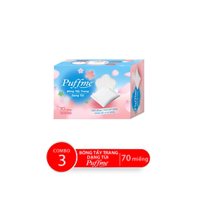 Combo Hộp Bông Tẩy Trang Dạng Túi PUFFME, 70 Miếng/Hộp