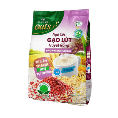 Combo 11 Túi Ngũ Cốc Gạo Lứt Huyết Rồng Xuân An [ít đường] 400G {25g*16 gói}(Tặng Kèm 11 Túi Yến Mạch 150G)