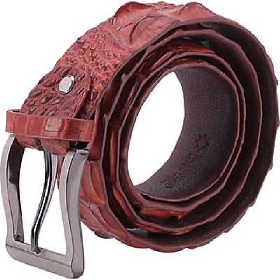 Thắt Lưng Nam Da Cá Sấu Nguyên Con Bản Lớn Bát Gài Đầu Kim Huy Hoàng HT4770 - Nâu Đỏ