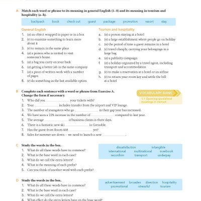 English for Tourism and Hospitality in Higher Education Studies - Course Book