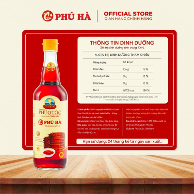 Nước mắm Phú Quốc Chỉ Dẫn Địa Lý Phú Hà 43 độ đạm - Hộp 6 chai 180ml