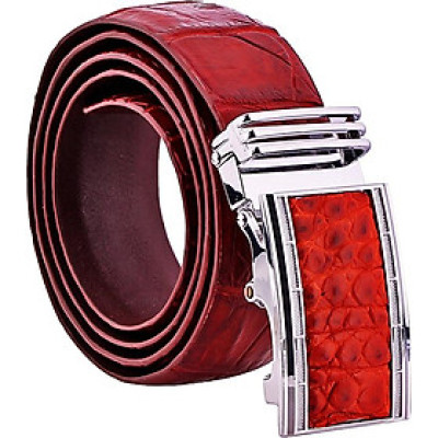 Thắt Lưng Nam Da Cá Sấu Nguyên Con Bụng Huy Hoàng HT4743 - Nâu Đỏ