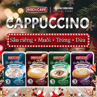 [CB] 4 HỘP CAPPUCCINO: MUỐI + TRỨNG + DỪA + SẦU RIÊNG (5 gói x 30 gram)