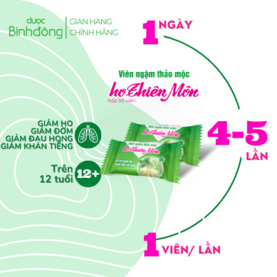Viên ngậm thảo mộc ho Thiên Môn Dược Bình Đông dạng viên xé - Hỗ trợ giảm ho, giảm đau rát họng
