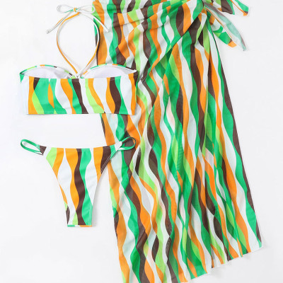 Bộ Bikini Ba Mảnh Màu Sắc Thời Trang Gợi Cảm Cho Nữ