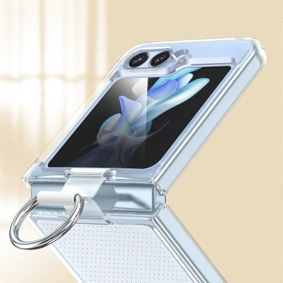 Ốp lưng chống sốc trong suốt kèm iring cho Samsung Galaxy Z Flip 5 hiệu Likgus Cover Ring (chất liệu cao cấp, thiết kế iring chống rơi rớt) - hàng nhập khẩu