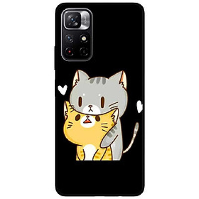 Ốp lưng dành cho Xiaomi Redmi Note 11 5G - Redmi Note 11T - Redmi Note 11S - Hai Chú Mèo Ôm Nền Đen
