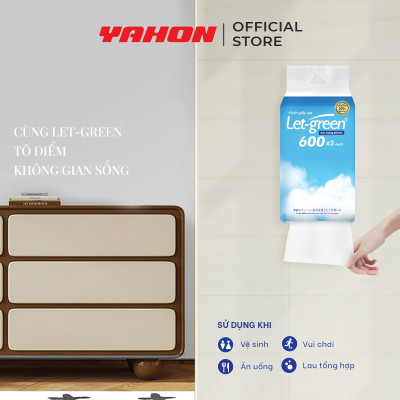 Combo Bao Khăn Giấy Lụa Treo Tường Rút Kéo LET-GREEN, 600 Tờ/Bao