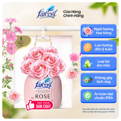 THÙNG 72 Túi thơm tủ quần áo khử mùi, chống ẩm Farcent (Hương Ban Mai/Hoa Hồng /Hoa Oải Hương) 10g